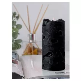 Свеча-цилиндр "Ажурная", 6х15 см, черная