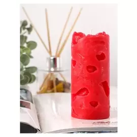 Свеча-цилиндр "Ажурная", 6х15 см, красная