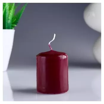 Свеча-цилиндр бордовая 4х5 см
