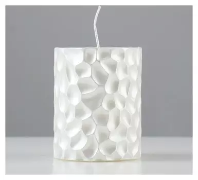 Свеча - цилиндр "Iceberg", 8х6,5 см, белый перламутр