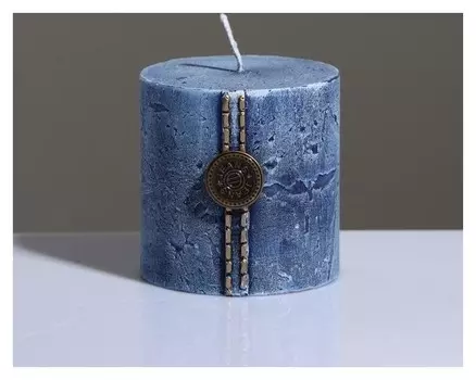 Свеча - цилиндр "Кантри джинс", 7×7 см, голубая