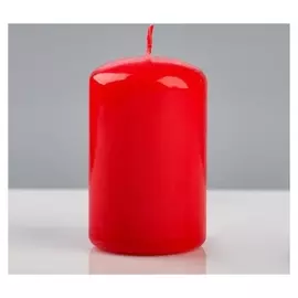 Свеча - цилиндр лакированная, 5×8 см, красная