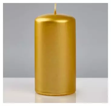 Свеча - цилиндр лакированная, 6×11,5 см, золотая металлик
