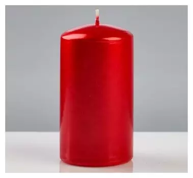 Свеча - цилиндр лакированная 7×13 см, цвет красный