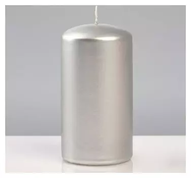 Свеча - цилиндр лакированная 7×13 см, цвет серебристый