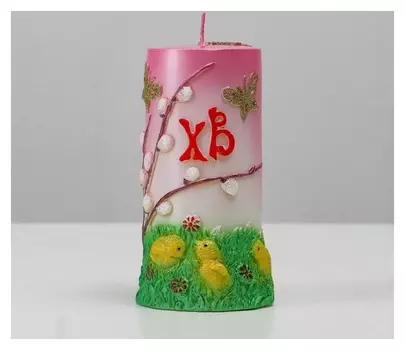 Свеча-цилиндр "Пасхальное утро", 8х13,5 см, 350 гр