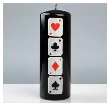 Свеча - цилиндр "Покер", 7×20 см, чёрная