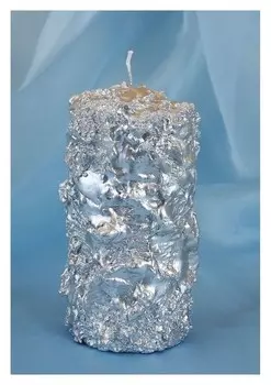 Свеча цилиндр, снежный "Серебряный"