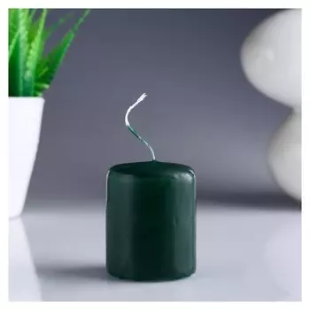 Свеча-цилиндр тёмно-зелёная 4х5 см