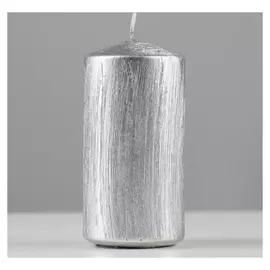 Свеча - цилиндр "Винтаж", 5х10 см, серебро