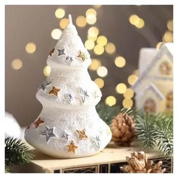 Свеча декоративная "Снежная ёлочка", 11,5х7,5х6 см