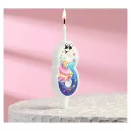 Свеча для торт цифра "С глазками" 8, цветная