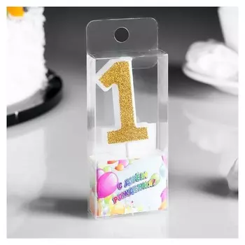 Свеча для торта Блёстки Цифра 1