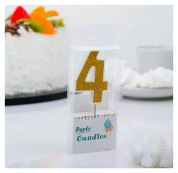 Свеча для торта Блёстки Цифра 4
