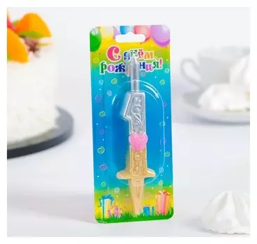 Свеча для торта цифра 1 Сердечки