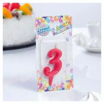 Свеча для торта Цифра 3 Овал