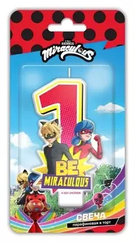 Свеча для торта «Леди Баг и супер-кот», цифра 1