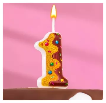 Свеча для торта "Печенье с шоколадной глазурью", цифра 1, 9,5 см