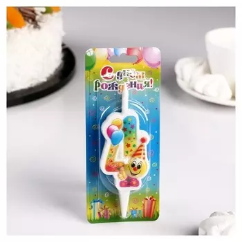 Свеча для торта Смайлик с шарами Цифра 4