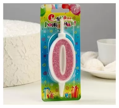 Свеча для торта "Суперблеск","0", блестка