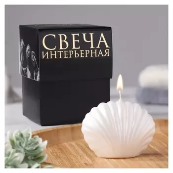 Свеча фигурная лакированная в подарочной коробке "Ракушка", 3,2х4,5 см, жемчужная