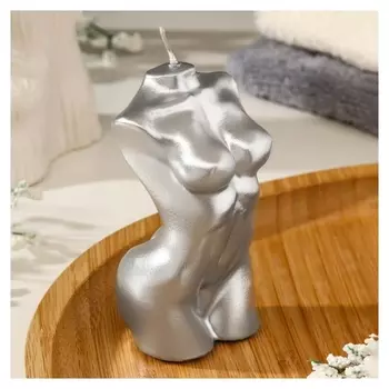 Свеча фигурная лакированная "Женский силуэт", 10 см, серебро