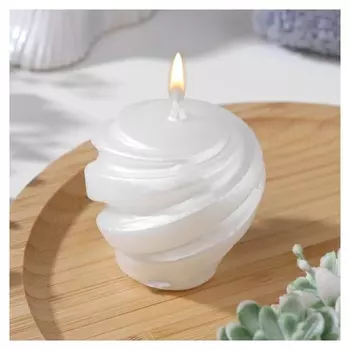 Свеча фигурная "Шар спиральный", 5,5х5,5 см, жемчужная