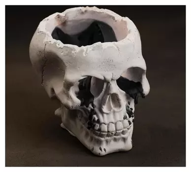 Свеча фигурная в бетоне "Плачущий череп", черный