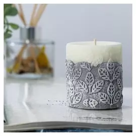 Свеча интерьерная на бетоне с узорами "Листопад", 6,3х7 см