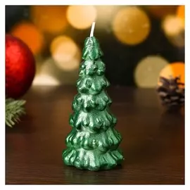 Свеча "Ёлка" 10х5см, зелёный металлик