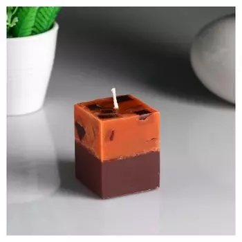 Свеча- куб "Апельсин- кофе" ароматическая, 5×6 см