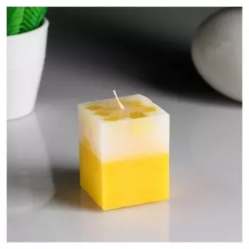 Свеча- куб с мозаикой "Лимон" ароматическая, 5×6 см