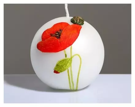 Свеча "Маки шар", 8 см, белый жемчуг