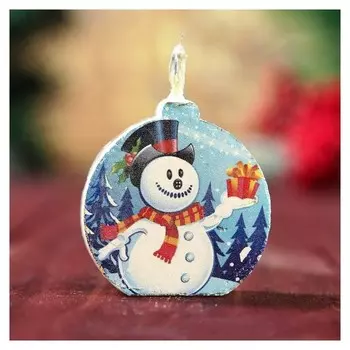 Свеча-медальон Снеговик 4х4 см