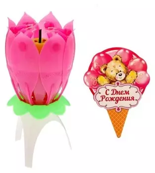 Свеча музыкальная «С днем рождения», мишка