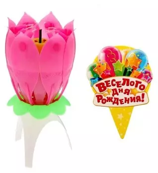 Свеча музыкальная в торт Веселого Дня Рождения