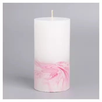 Свеча на бетоне, 5х10 см, бело-розовая