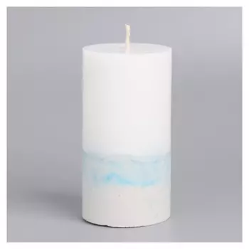 Свеча на бетоне, 5х10 см, бело-синяя