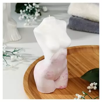 Свеча на бетоне "Силуэт", розовая