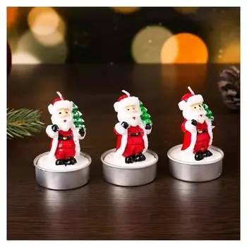 Свеча новогодняя Дед мороз с ёлкой 4×6 см