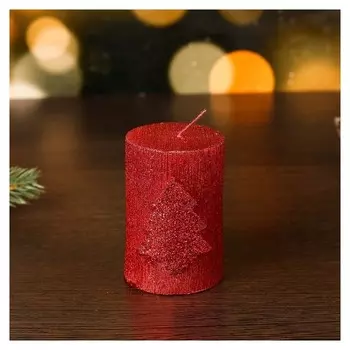 Свеча новогодняя "Ёлка" 6х8,5, рубиновая