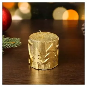 Свеча новогодняя "Новый год" 6,5х7, золотая