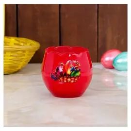 Свеча парафиновая в стекле с пасхальным декором, цвет красный