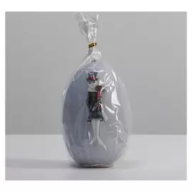 Свеча пасхальная яйцо "Элегантный кролик", 8х12 см, светло-серый
