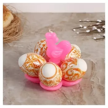 Свеча-подставка для 5 яиц "Золотой петушок"