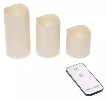 Свеча светодиодная «Пламя», с пультом, набор 3 шт.
