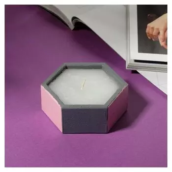 Свеча в подсвечнике «Розовый и серый», 8 х 3 х 7 см