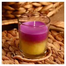 Свеча в стеклянном стаканчике "Двойной аромат" 6,5х6,5х7,5 см банан, виноград