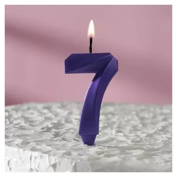 Свеча в торт "Грань", цифра"7", фиолетовый металлик