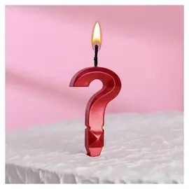 Свеча в торт "Грань", знак вопроса, красный металлик